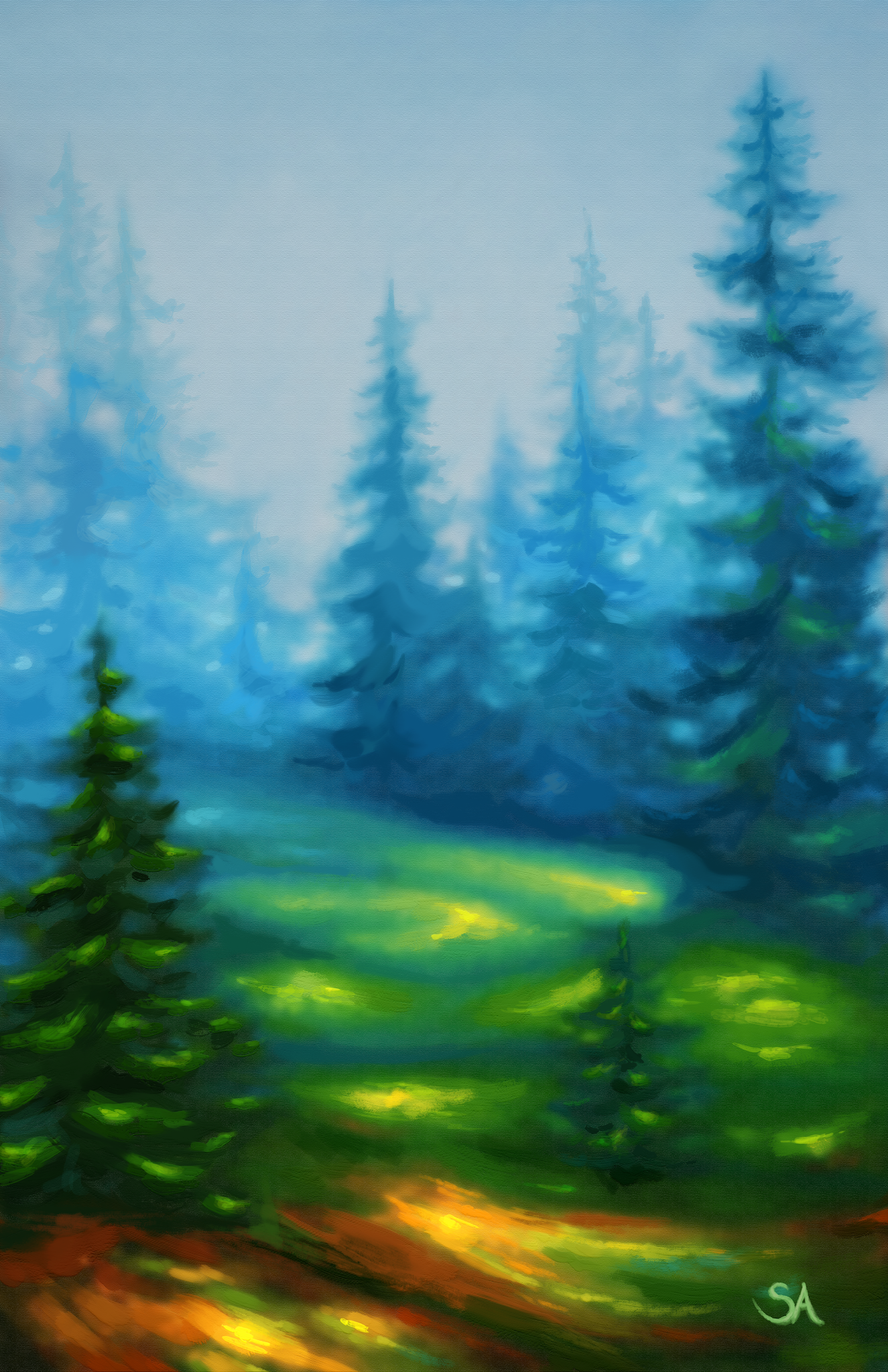 "Misty Trees" ROLLED CANVAS Print
